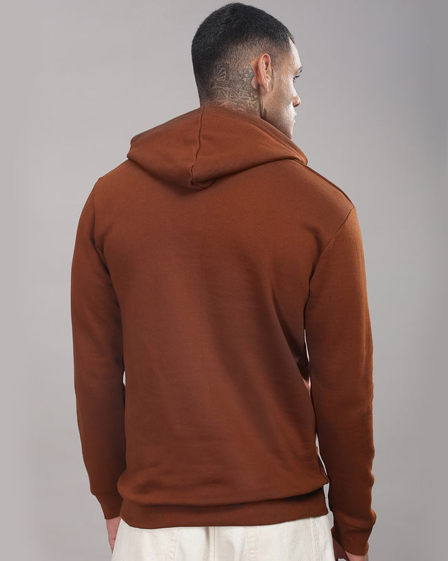 Men Downtown Brown Printed Hoodie