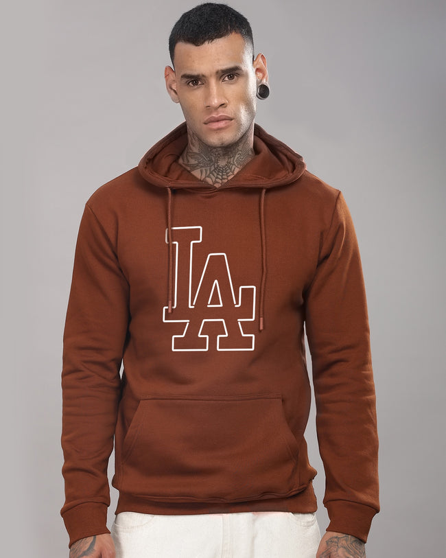 Men Downtown Brown Printed Hoodie