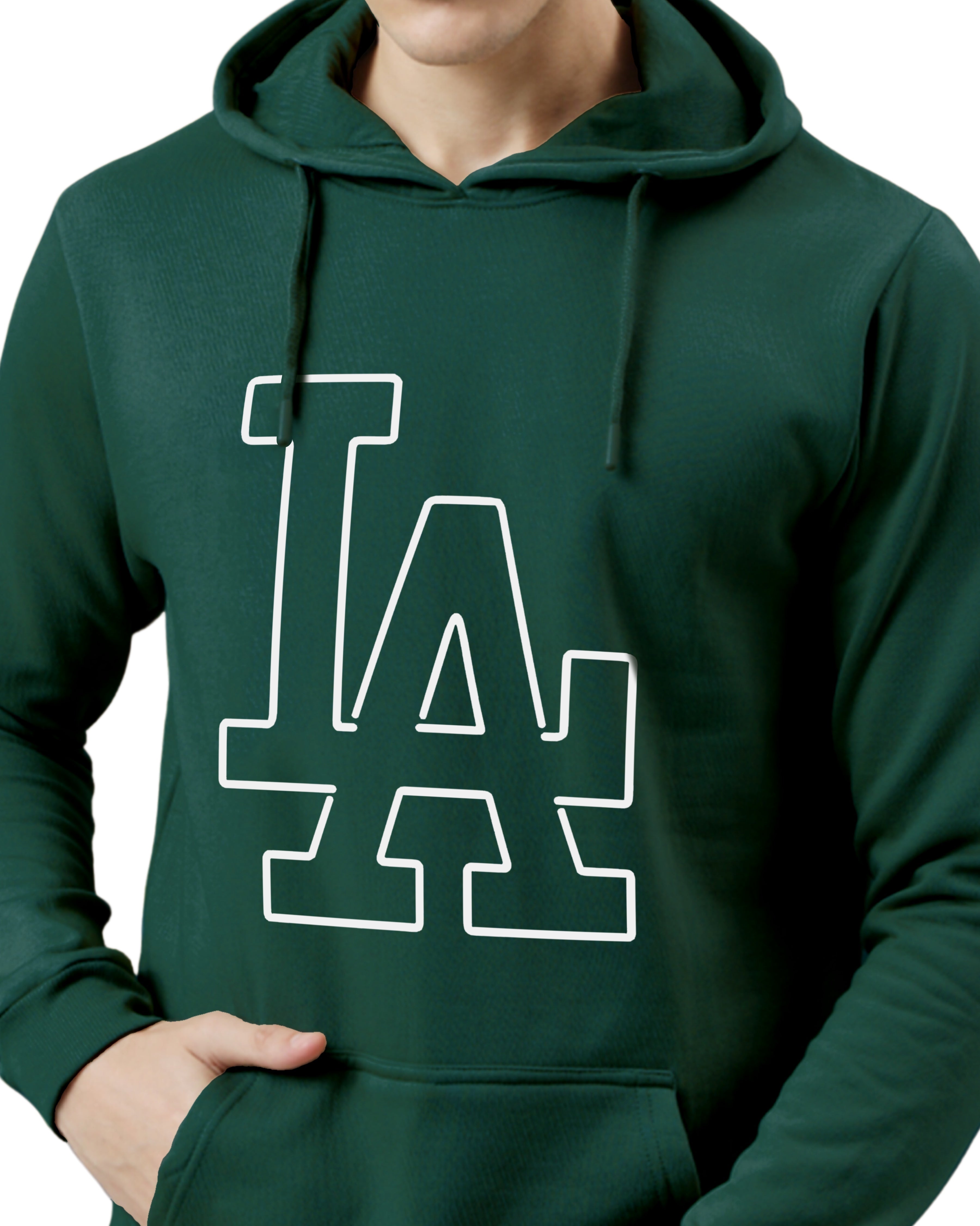 Men Green Printed Hoodie