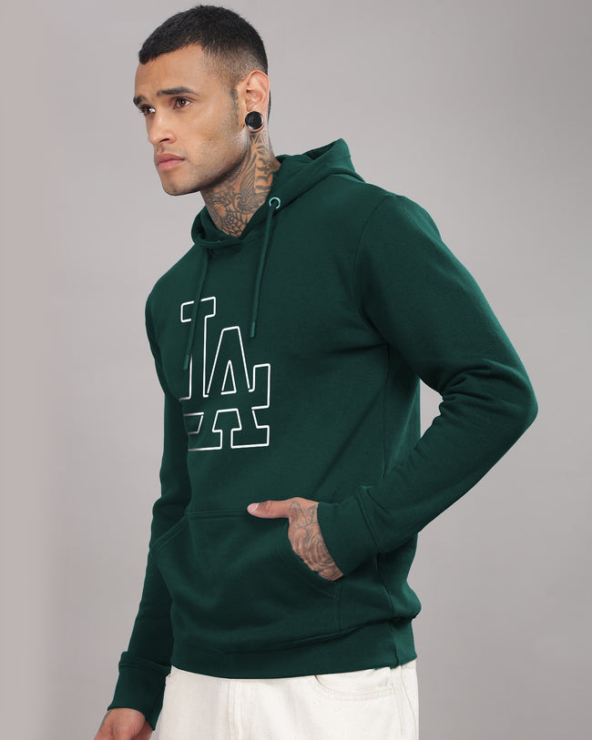 Men Green Printed Hoodie