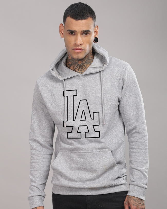 Men Grey Printed Hoodie