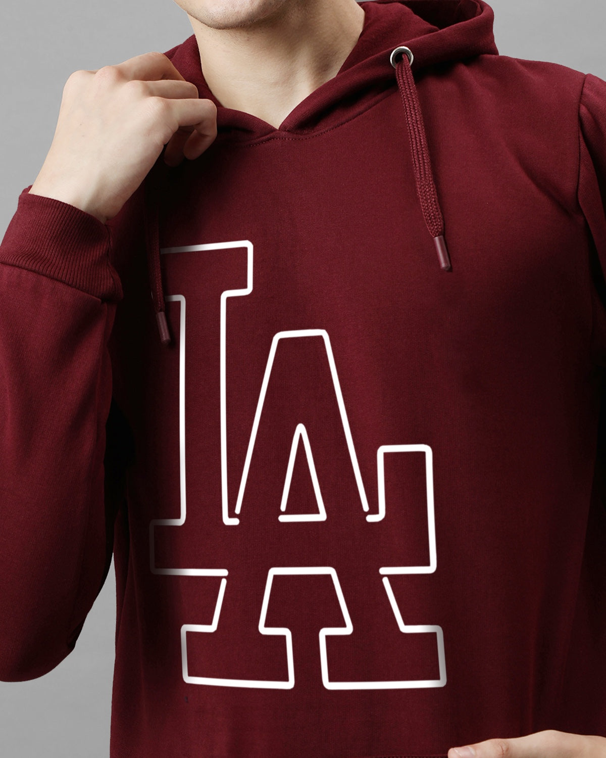 Men Maroon Printed Hoodie