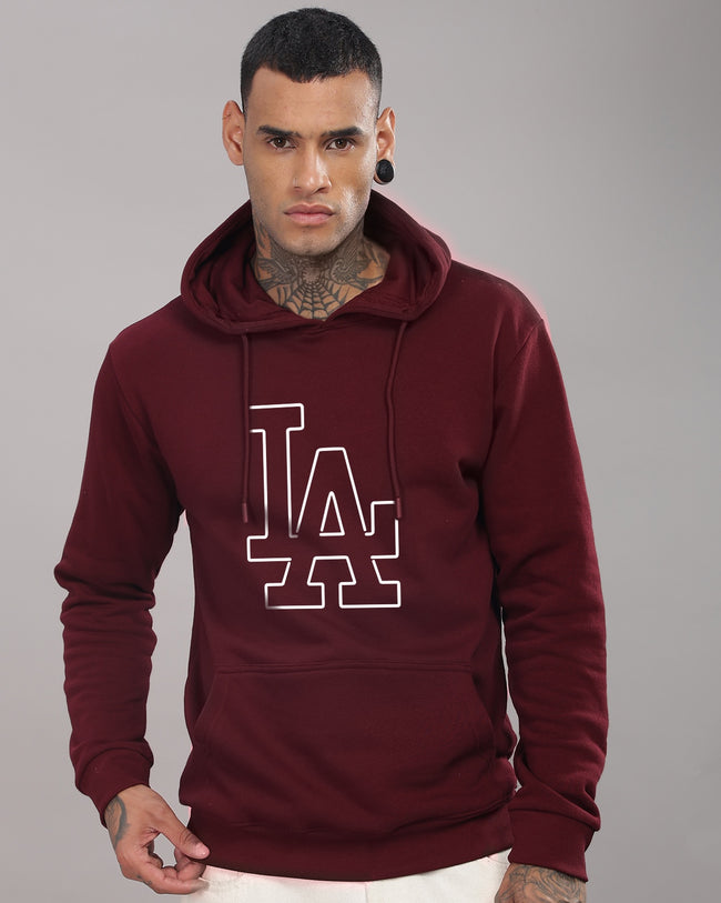 Men Maroon Printed Hoodie