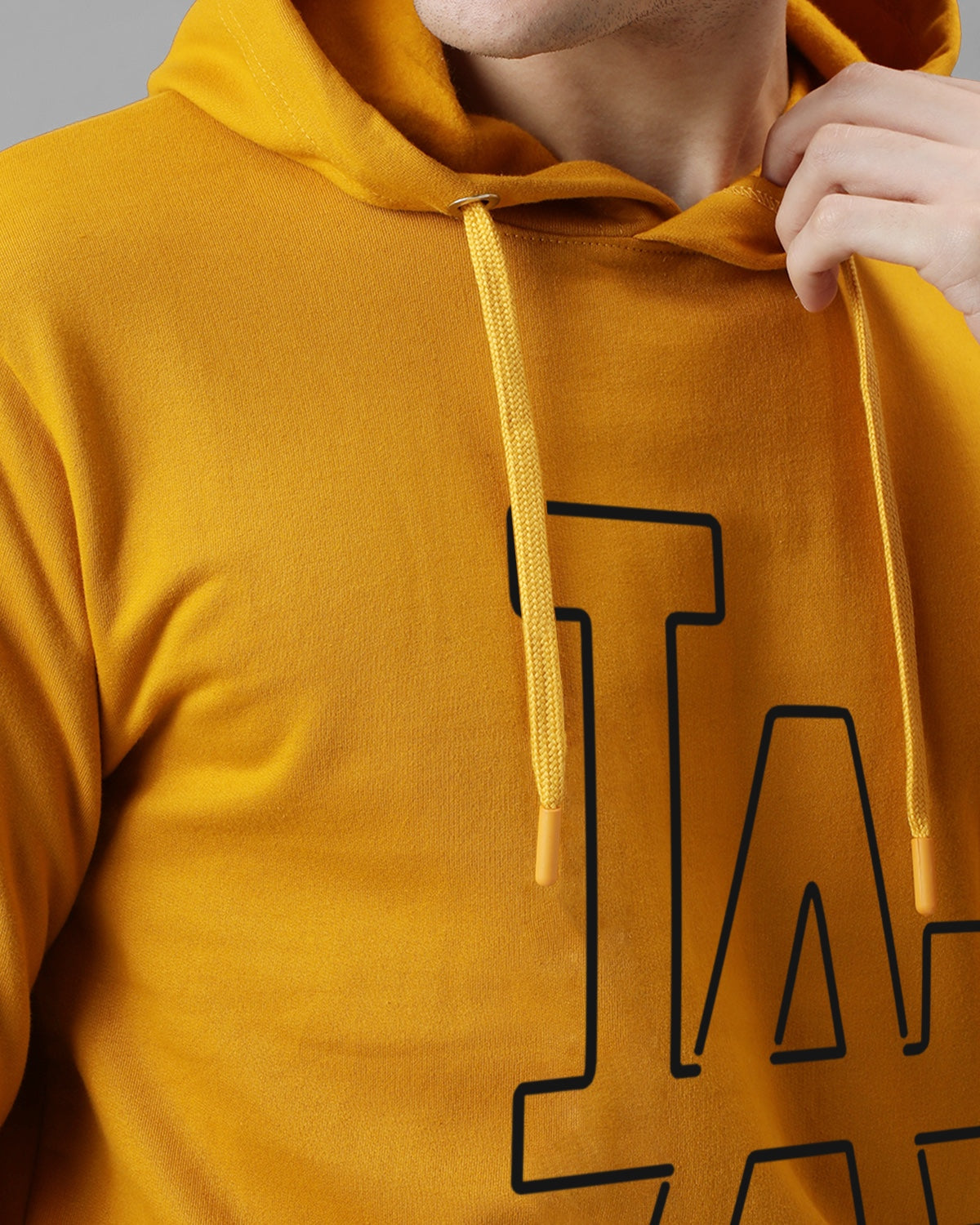 Men Mustard Printed Hoodie