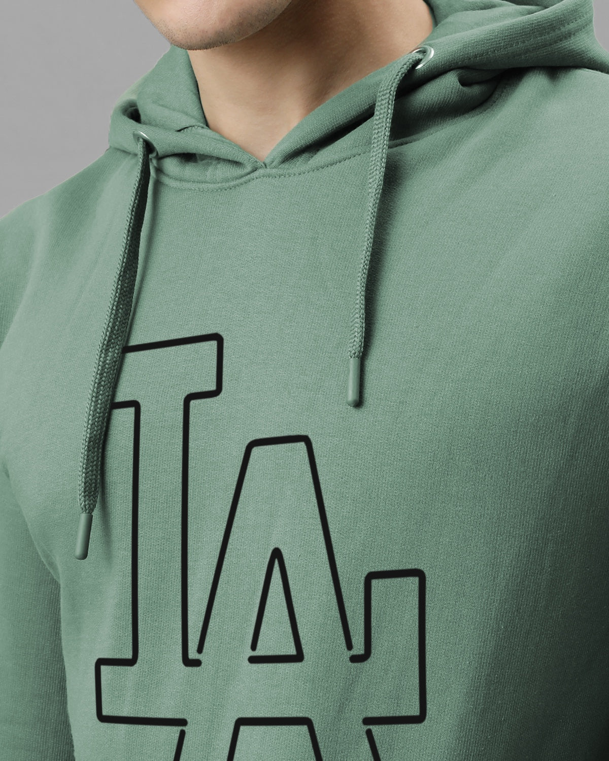Men Green Printed Hoodie