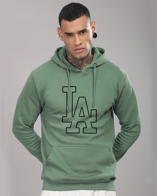 Men Green Printed Hoodie