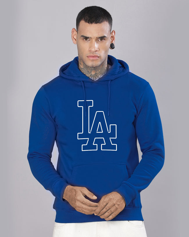Men Royal Blue Printed Hoodie