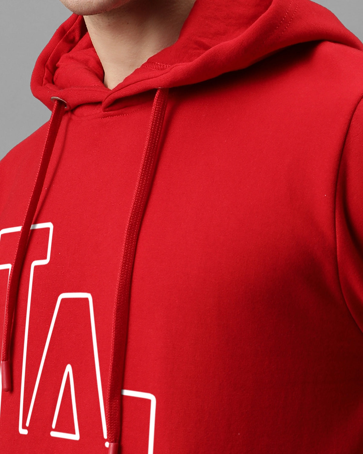Men Red Printed Hoodie