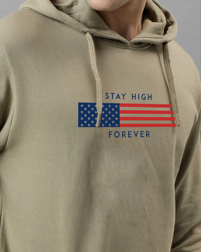 Men Beige Printed Hoodie