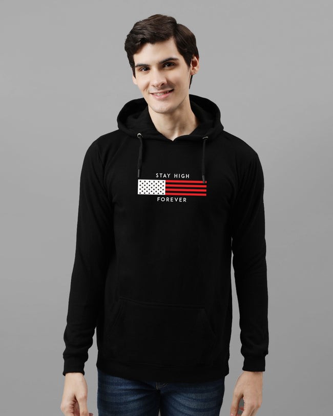 Men Black Printed Hoodie