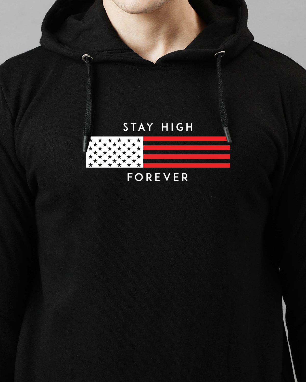 Men Black Printed Hoodie