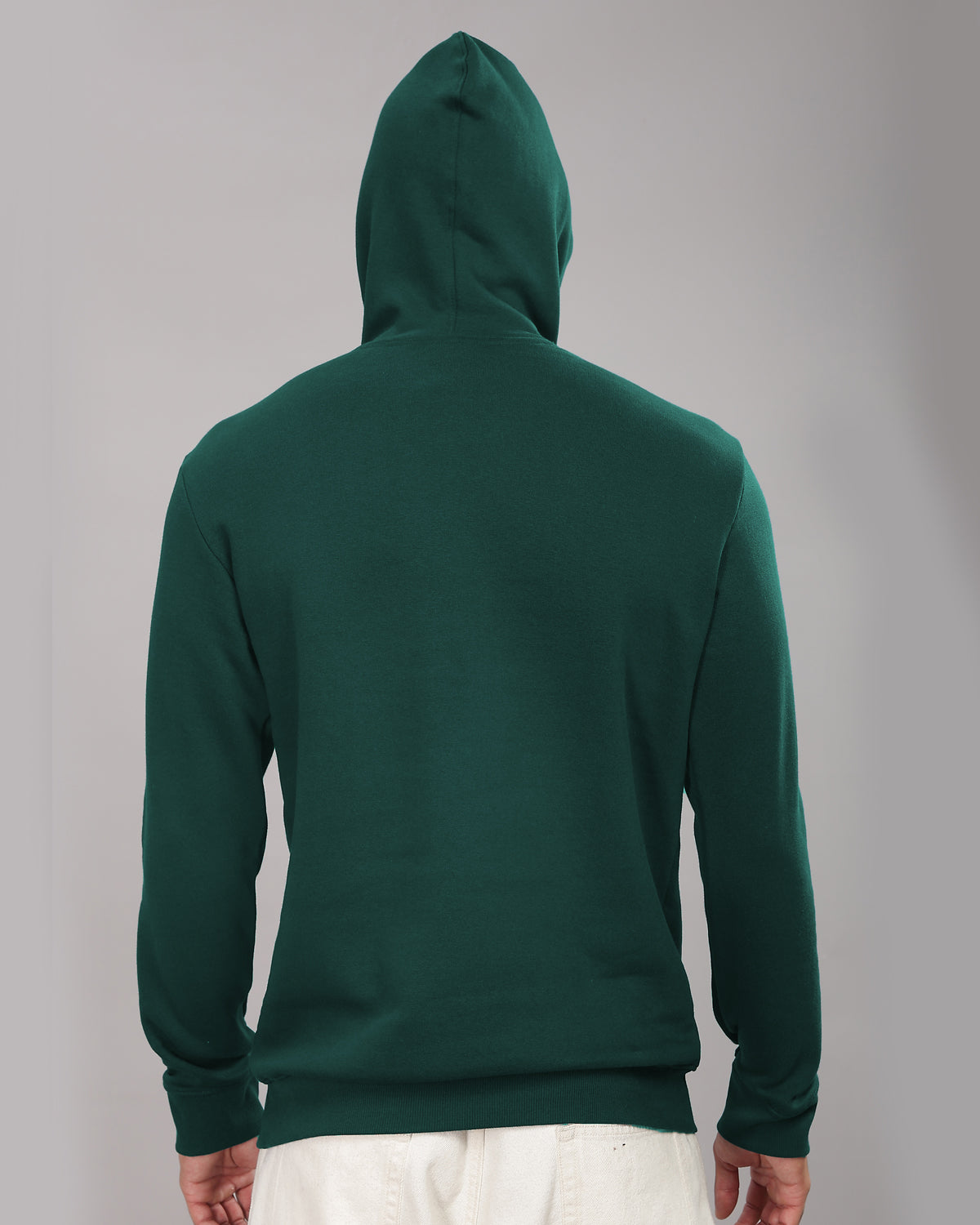 Men Green Printed Cotton Hoodie
