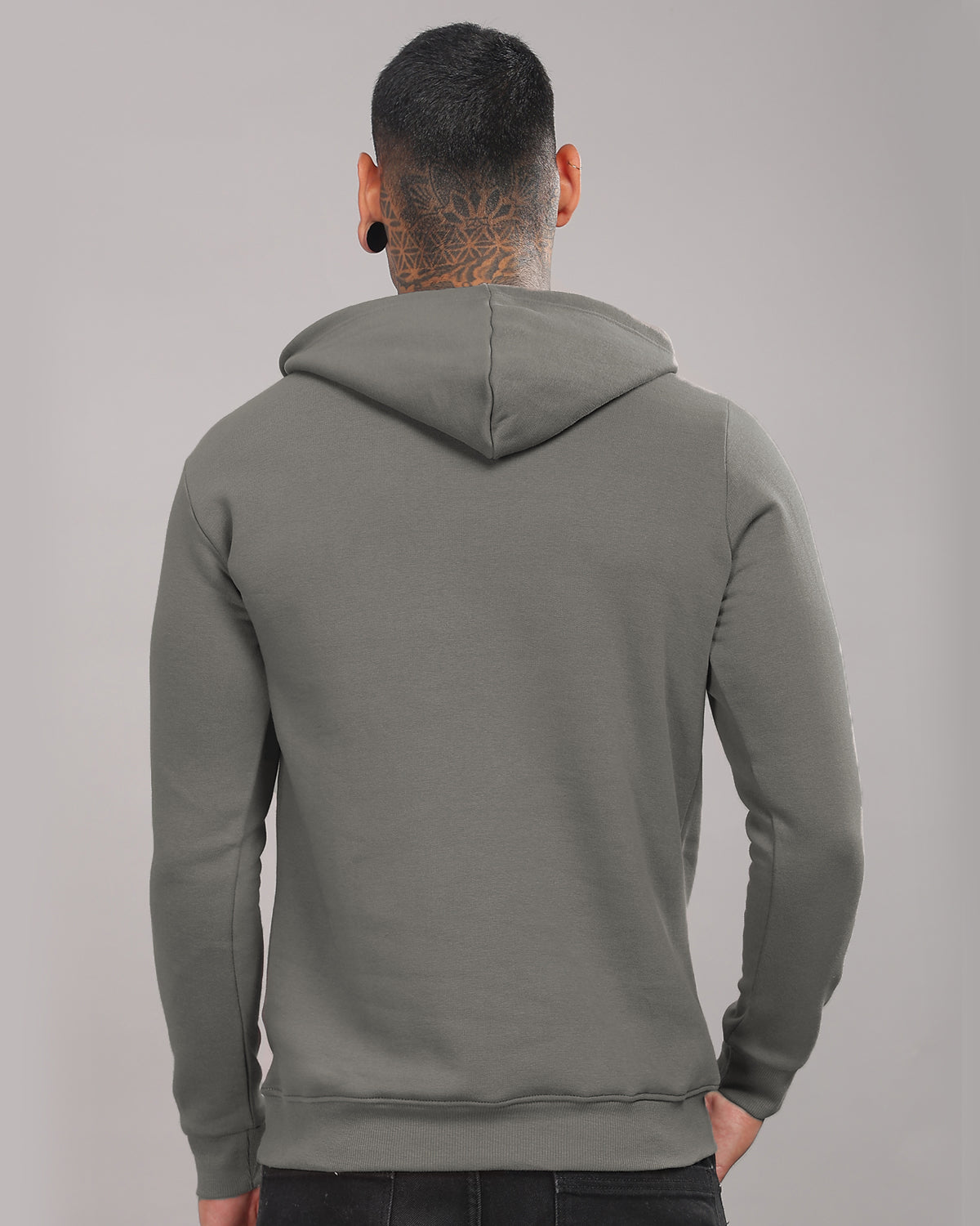 Men Grey Printed Hoodie