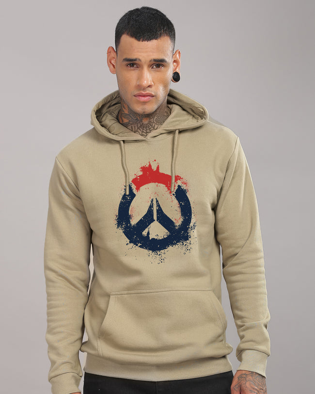 Men Beige Long Lasting Printed Hoodie