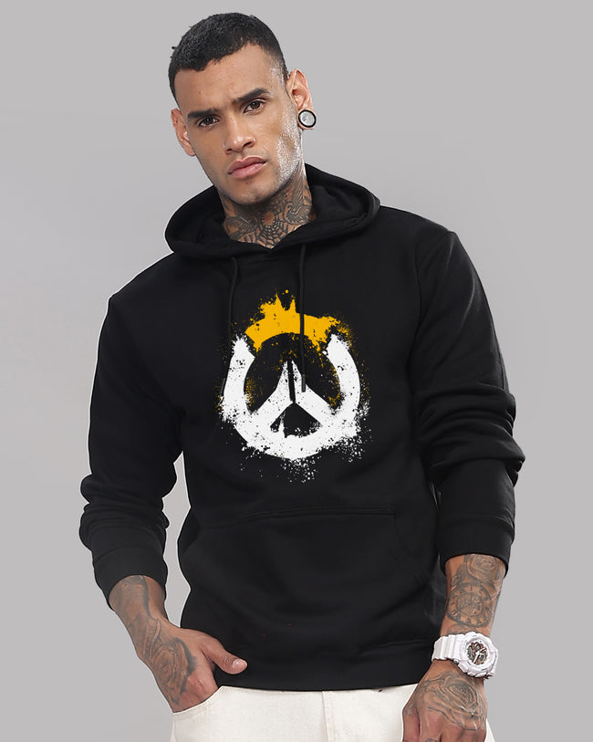 Men Black Long Lasting Printed Hoodie