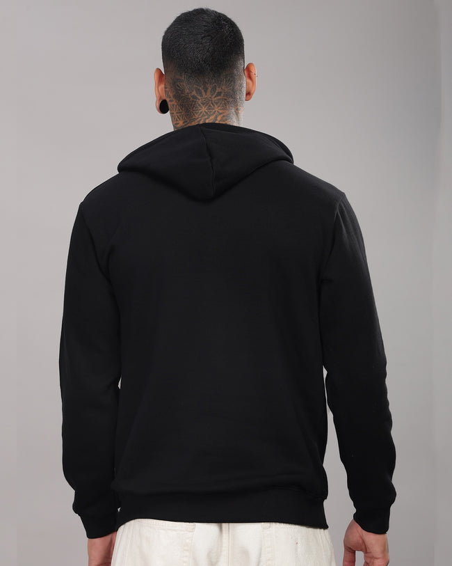 Men Black Long Lasting Printed Hoodie