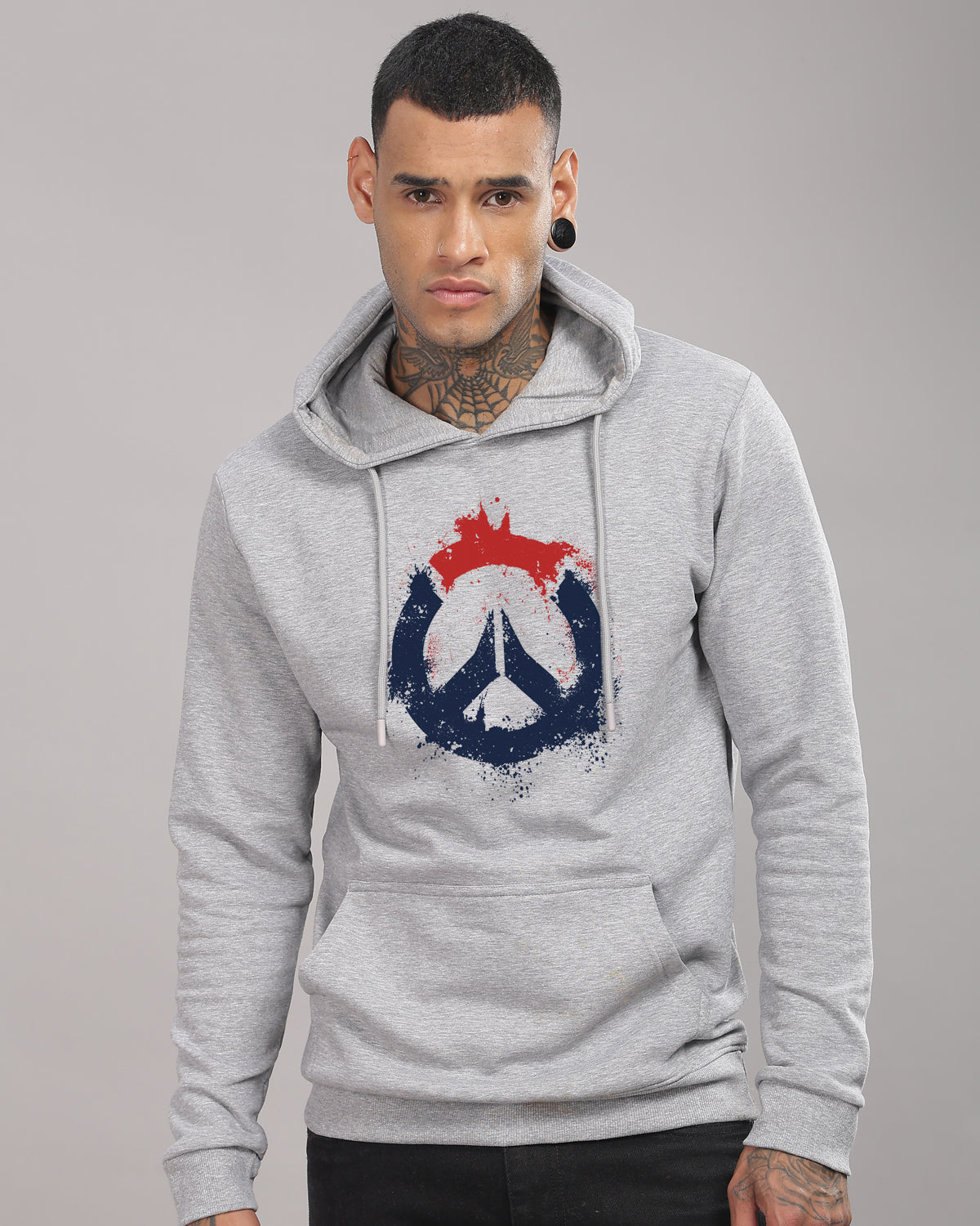 Men Grey Long Lasting Printed Hoodie