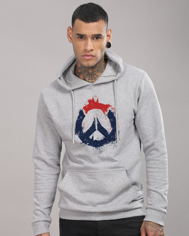 Men Grey Long Lasting Printed Hoodie