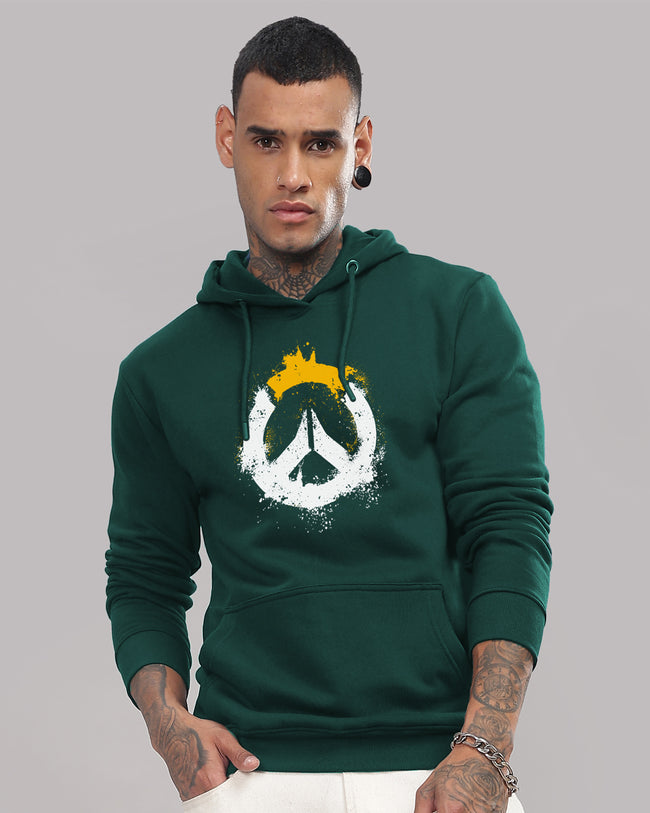 Men Green Long Lasting Printed Hoodie