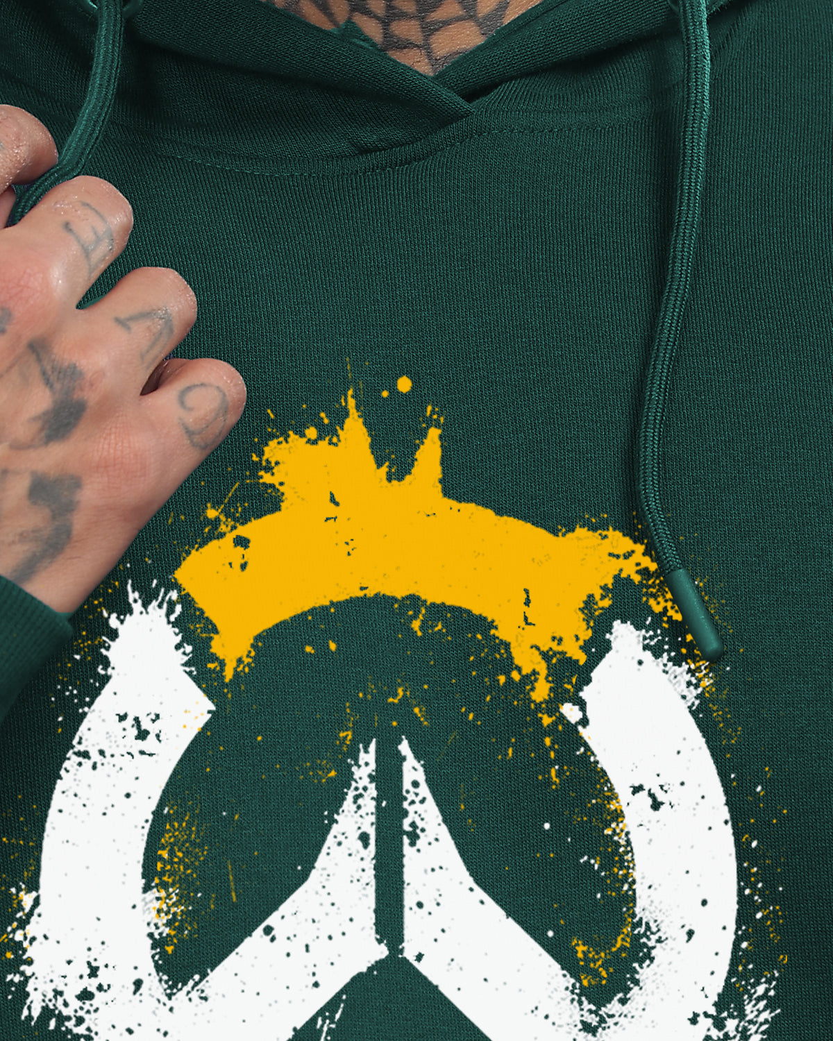 Men Green Long Lasting Printed Hoodie