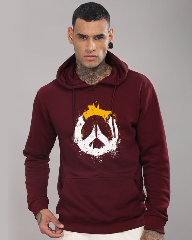 Men Maroon Long Lasting Printed Hoodie