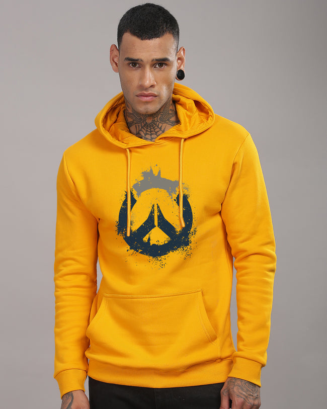 Men Mustard Long Lasting Printed Hoodie