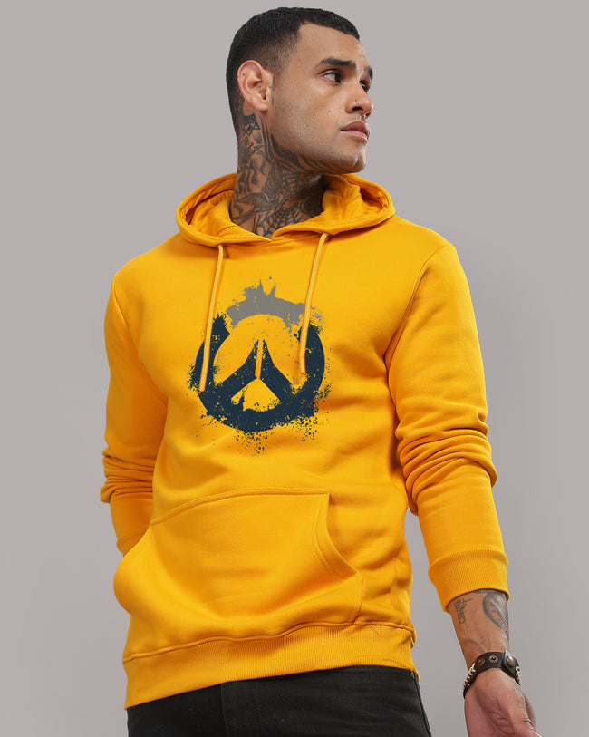 Men Mustard Long Lasting Printed Hoodie