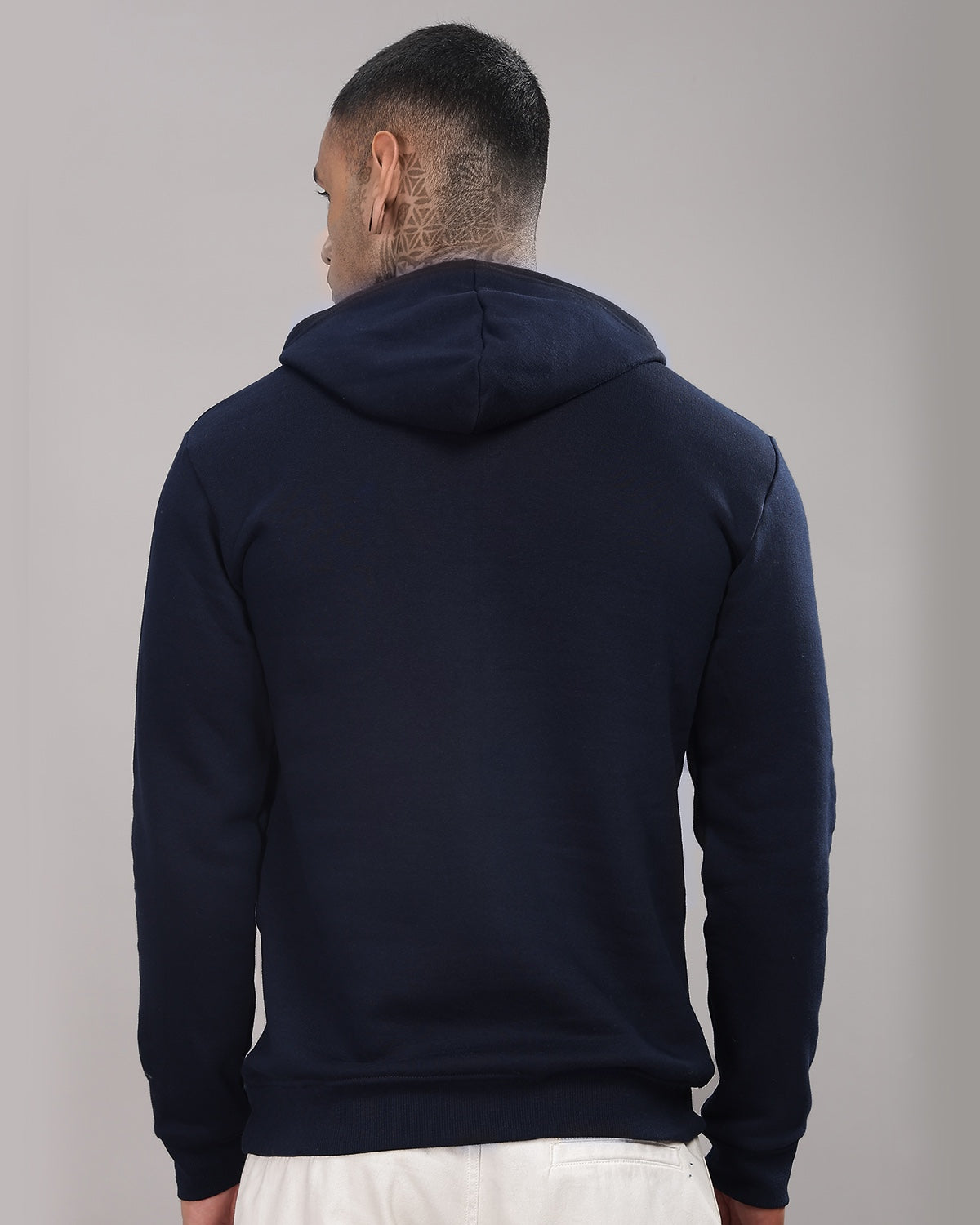 Men Navy Blue Long Lasting Printed Hoodie