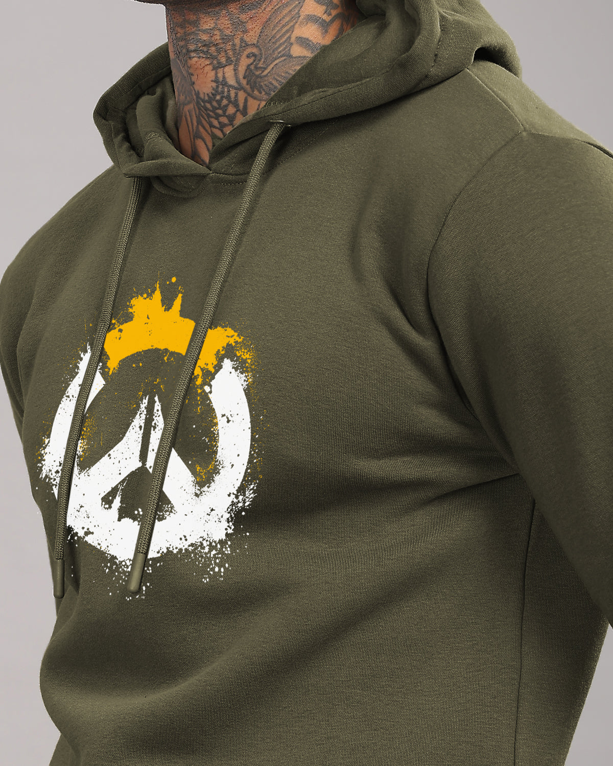 Men Olive Long Lasting Printed Hoodie