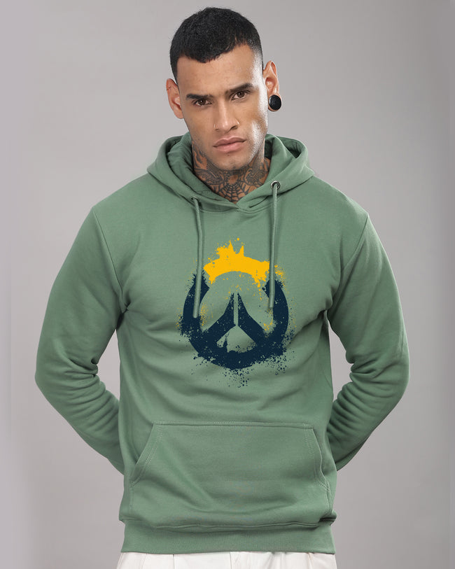 Men Green Long Lasting Printed Hoodie