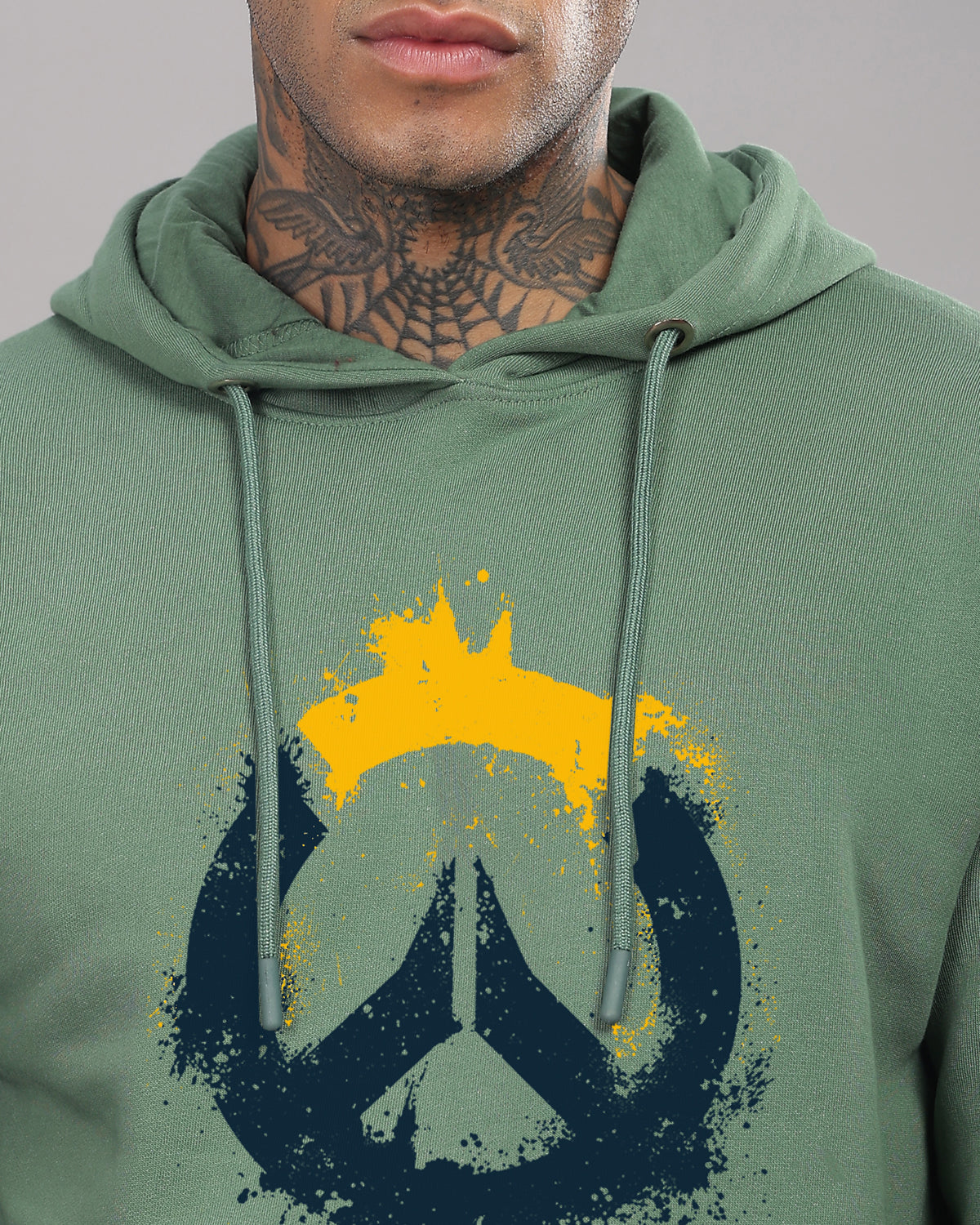 Men Green Long Lasting Printed Hoodie