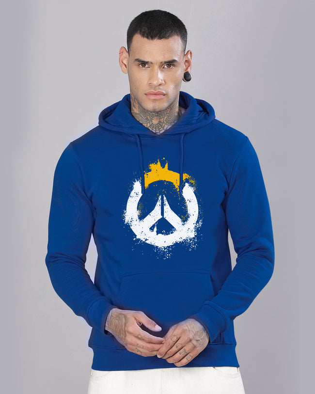 Men Blue Long Lasting Printed Hoodie