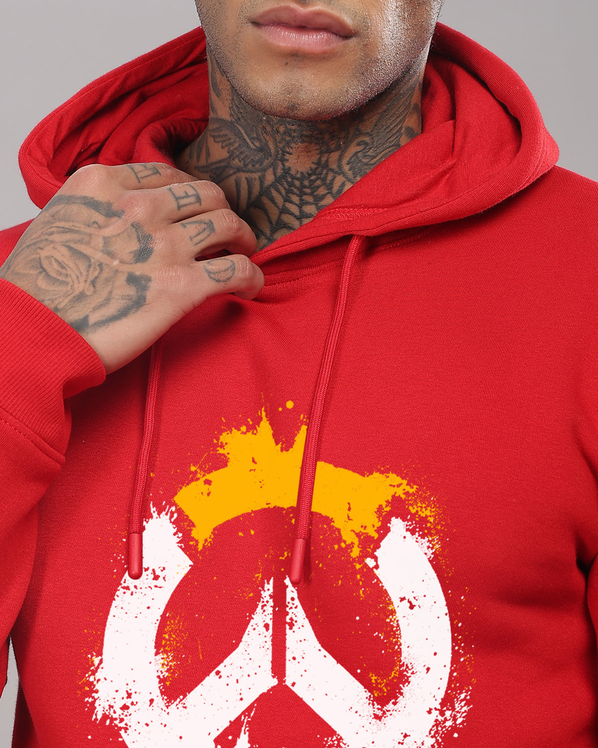 Men Red Long Lasting Printed Hoodie