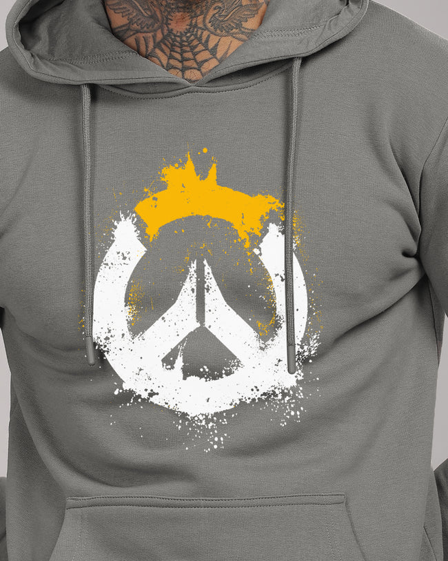 Men Grey Long Lasting Printed Hoodie