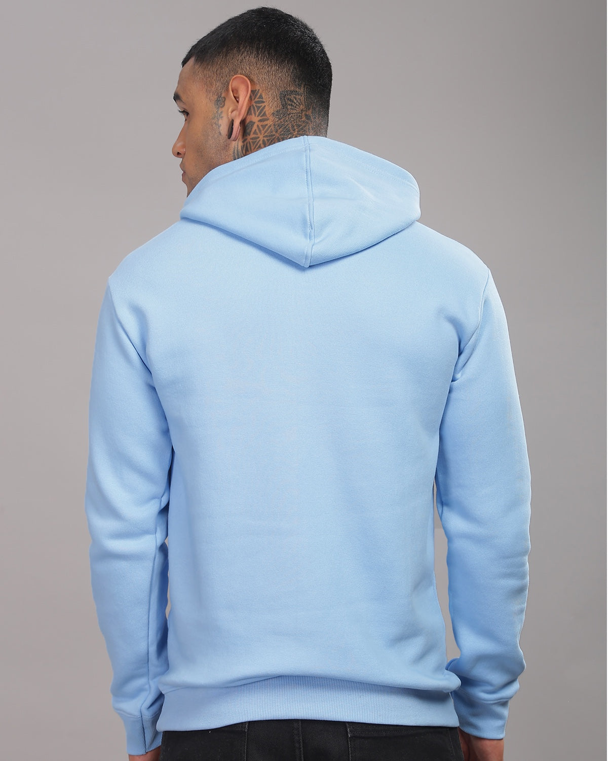 Men Sky Blue Long Lasting Printed Hoodie