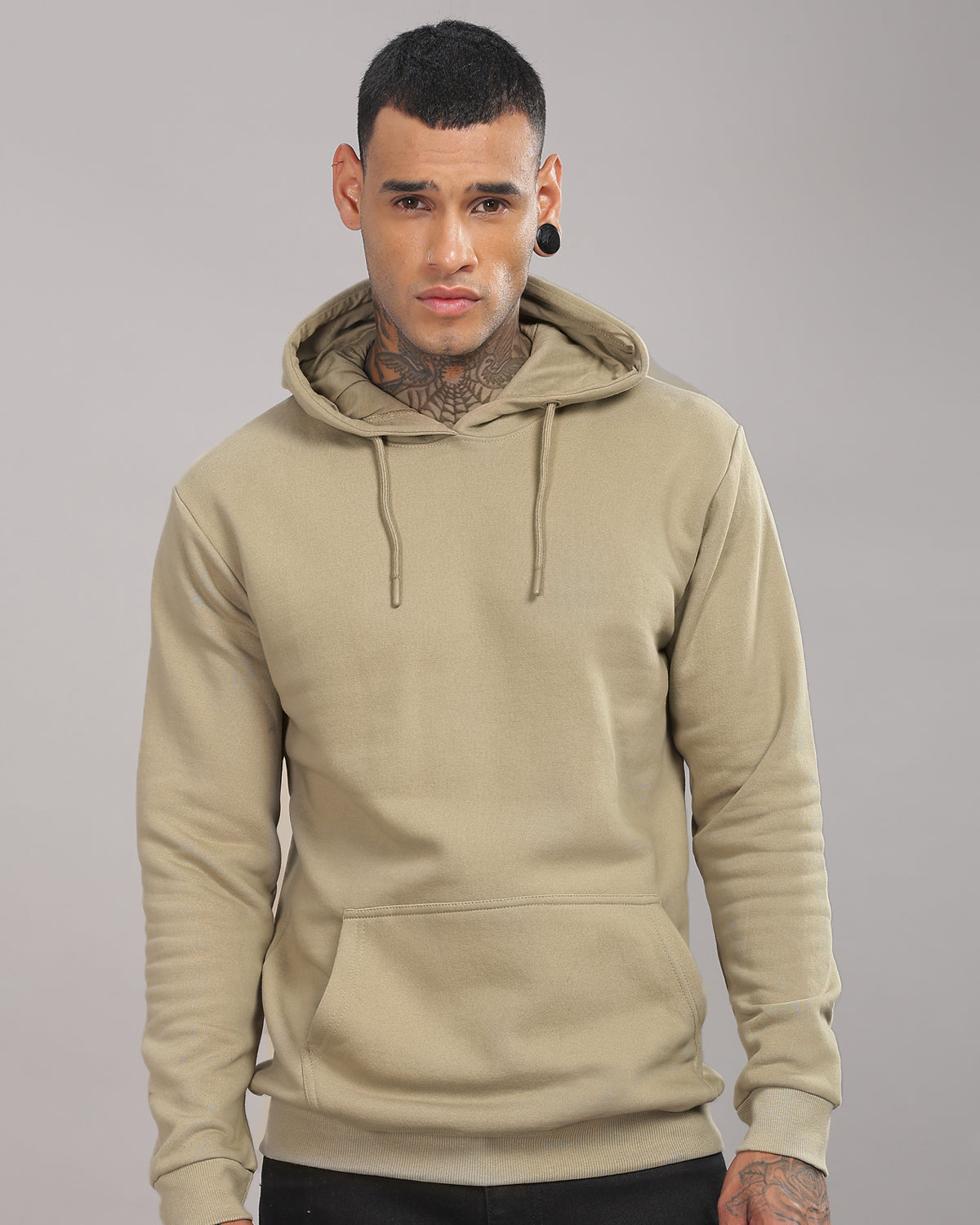 Men Beige Printed Hoodie