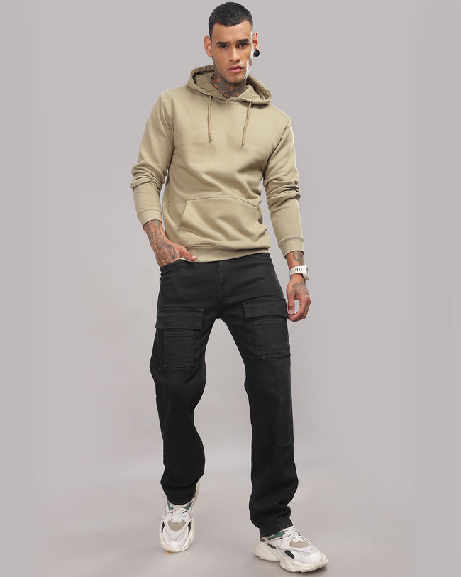 Men Beige Printed Hoodie
