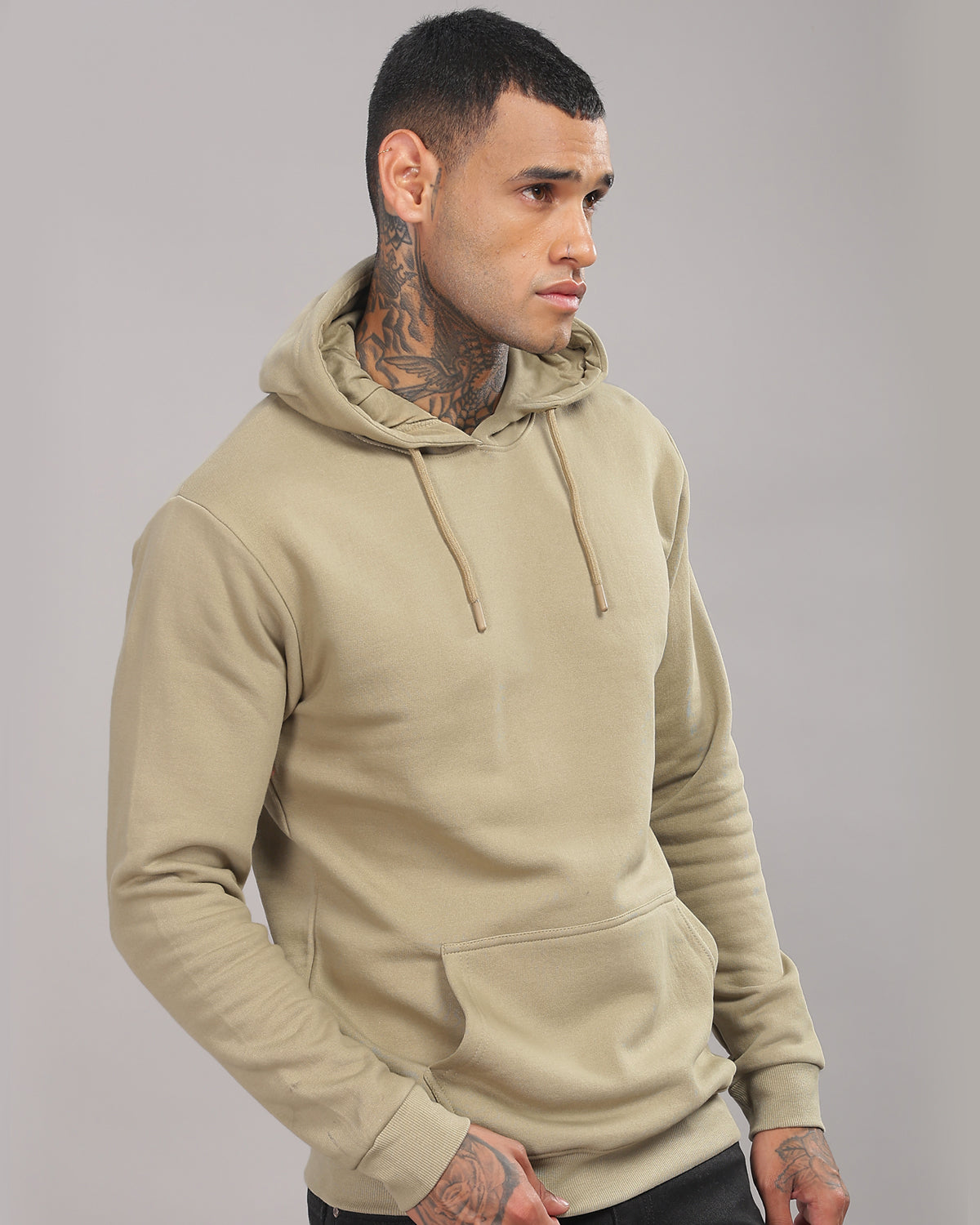 Men Beige Printed Hoodie