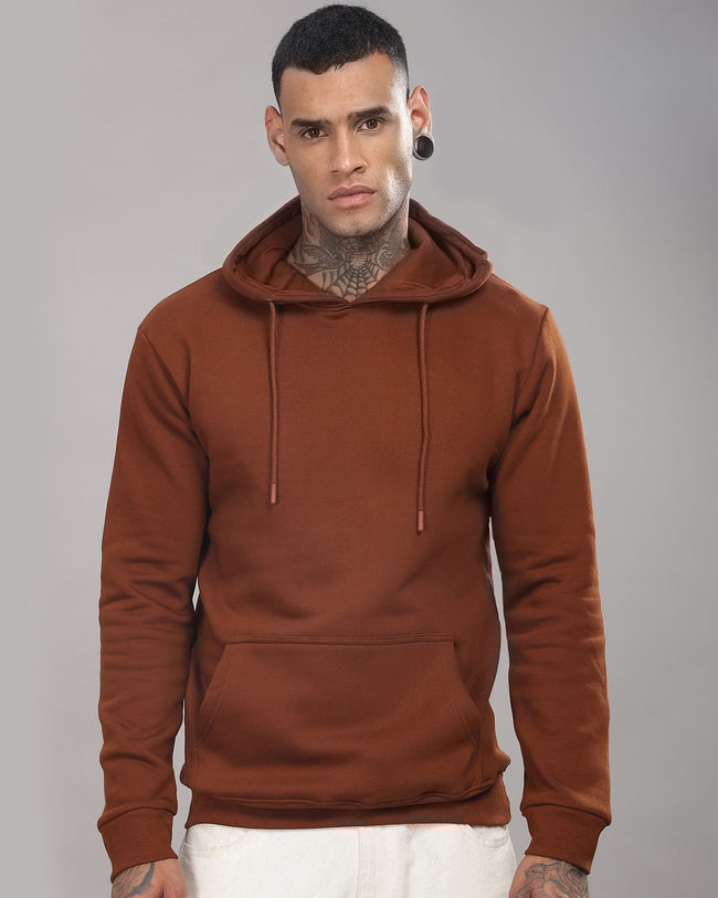 Men Downtown Brown Printed Hoodie