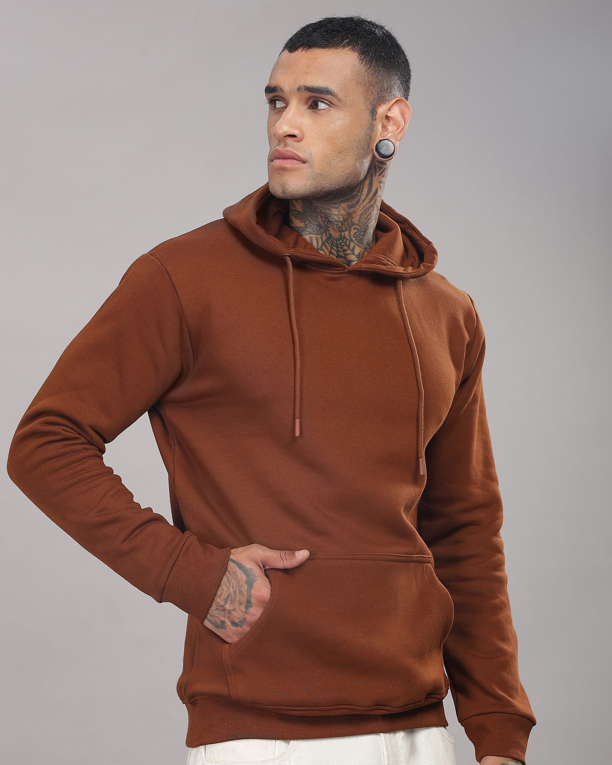 Men Downtown Brown Printed Hoodie