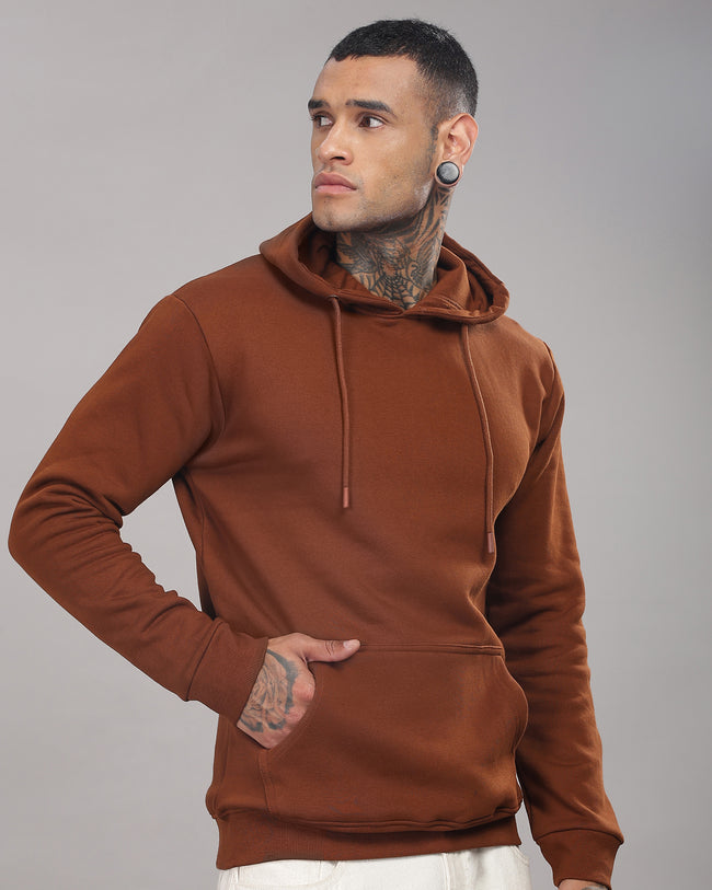 Men Downtown Brown Printed Hoodie