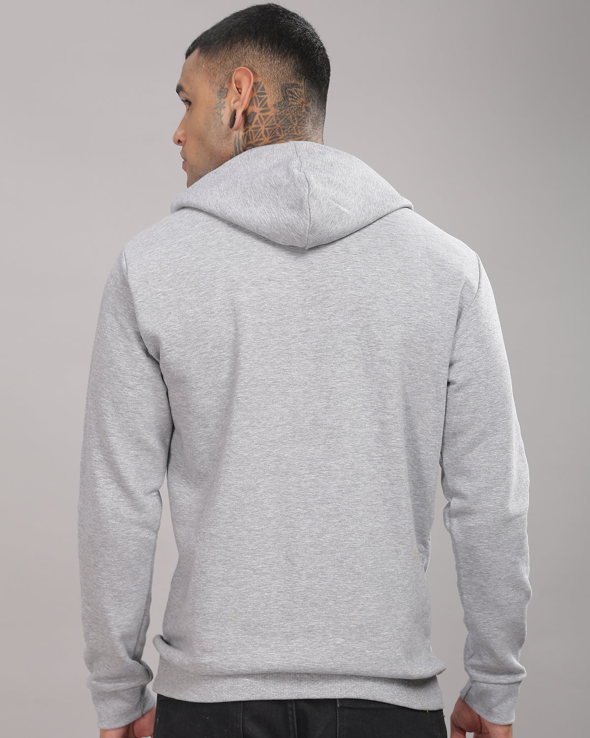 Men Grey Cotton Fleece Hoodie