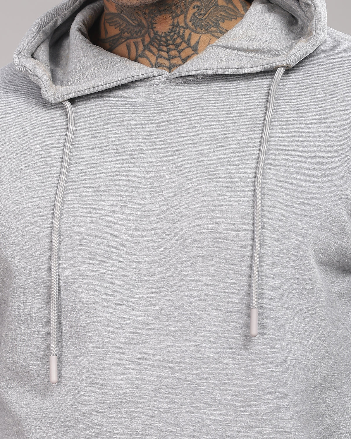 Men Grey Cotton Fleece Hoodie