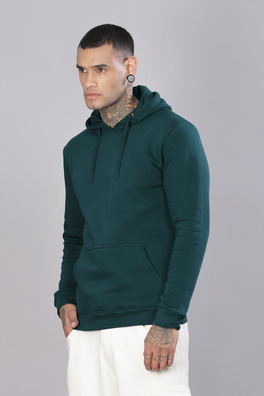 Men Green Printed Hoodie