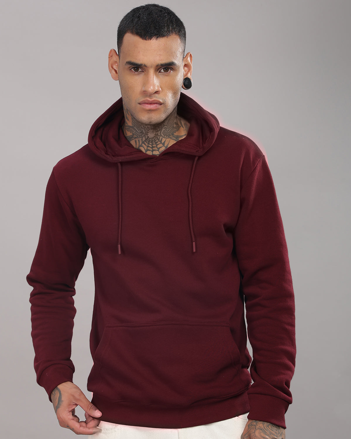 Men Maroon Printed Hoodie