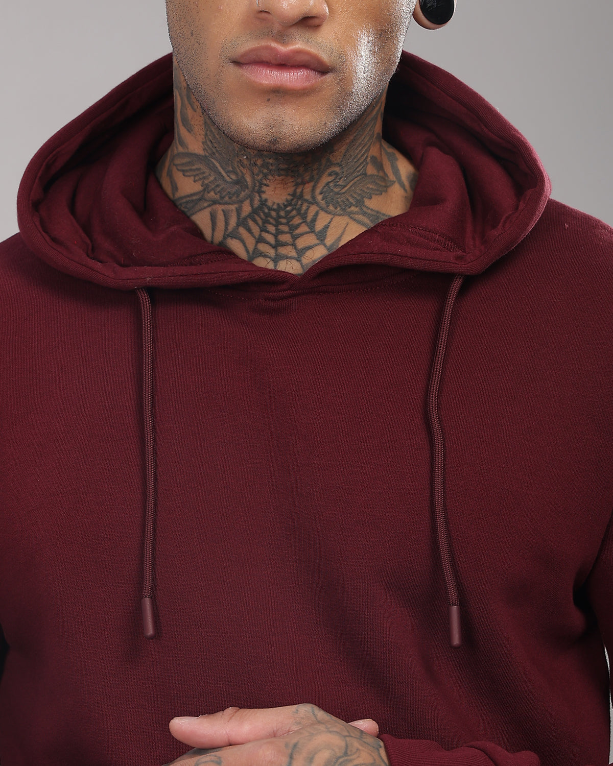 Men Maroon Printed Hoodie