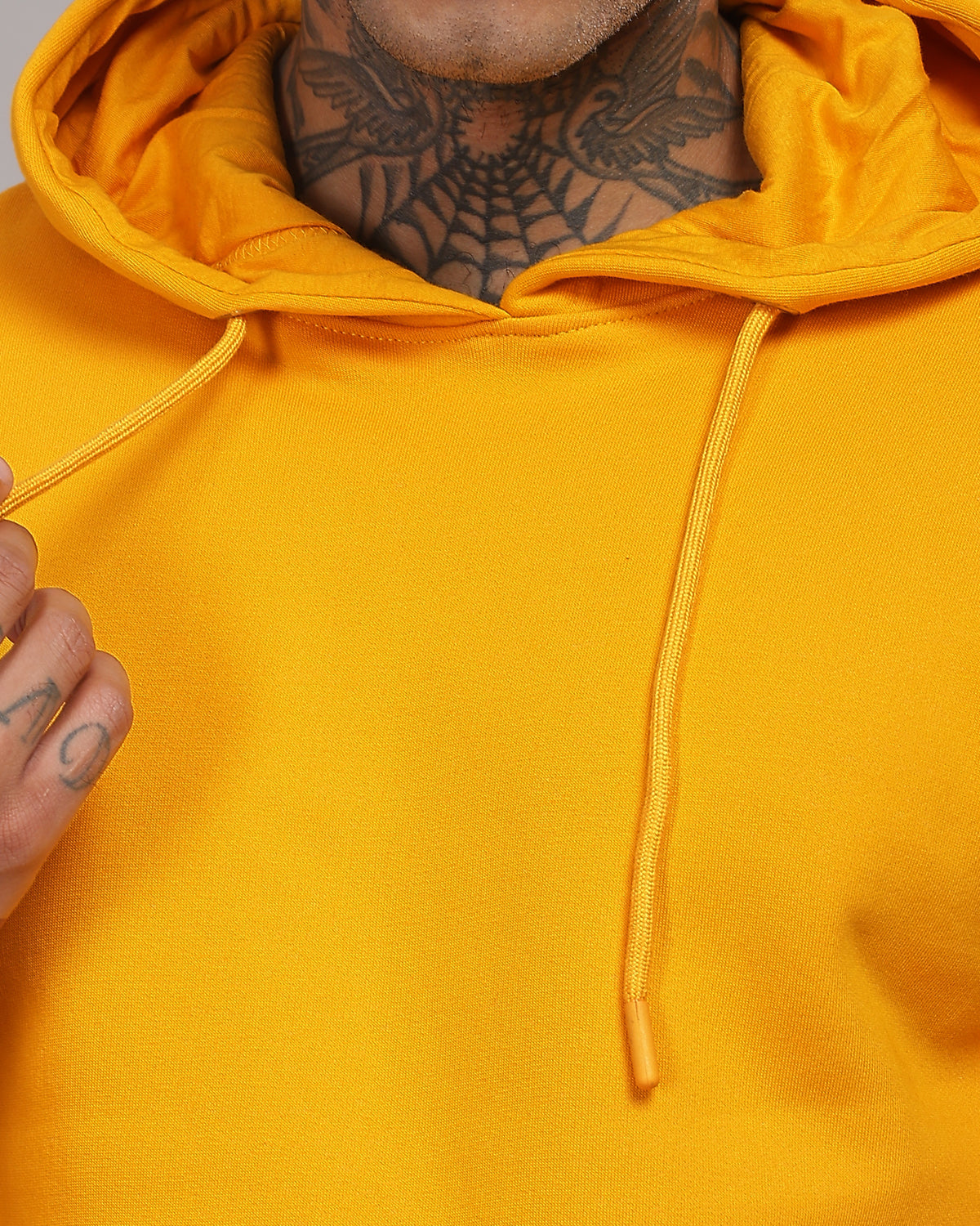 Men Mustard Printed Hoodie