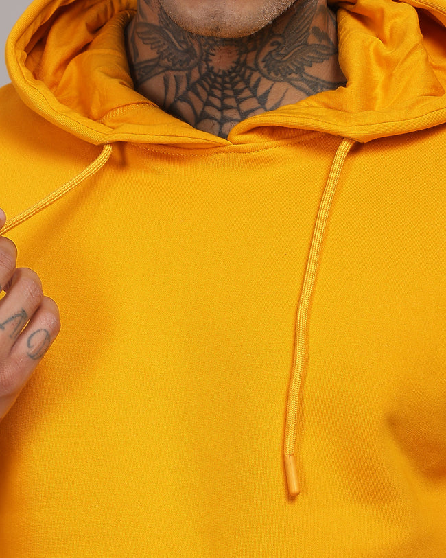 Men Mustard Printed Hoodie