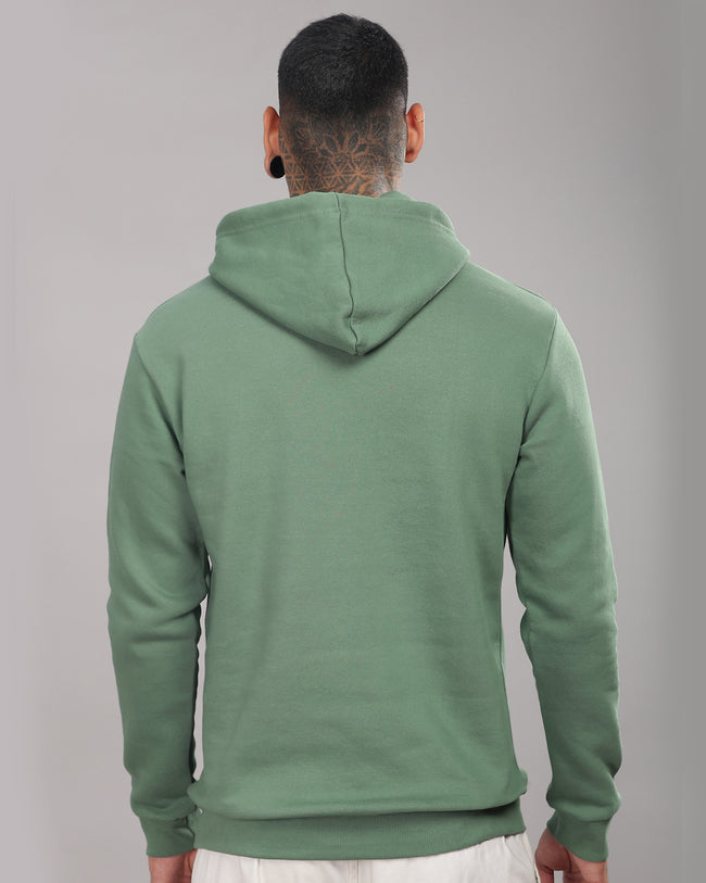 Men Green Printed Hoodie