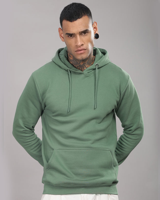 Men Green Printed Hoodie